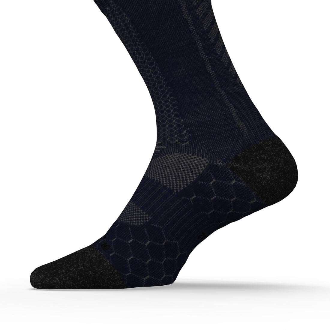 Chaussettes de running run900 mi-mollet laine merinos marine