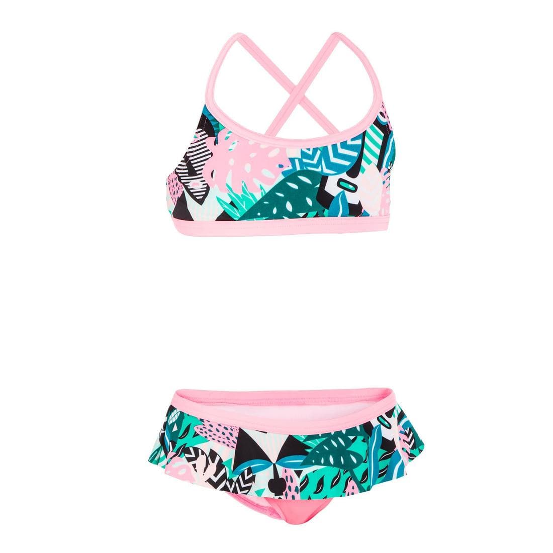 Maillot de natation fille 2 pièces Riana skirt all mask vert