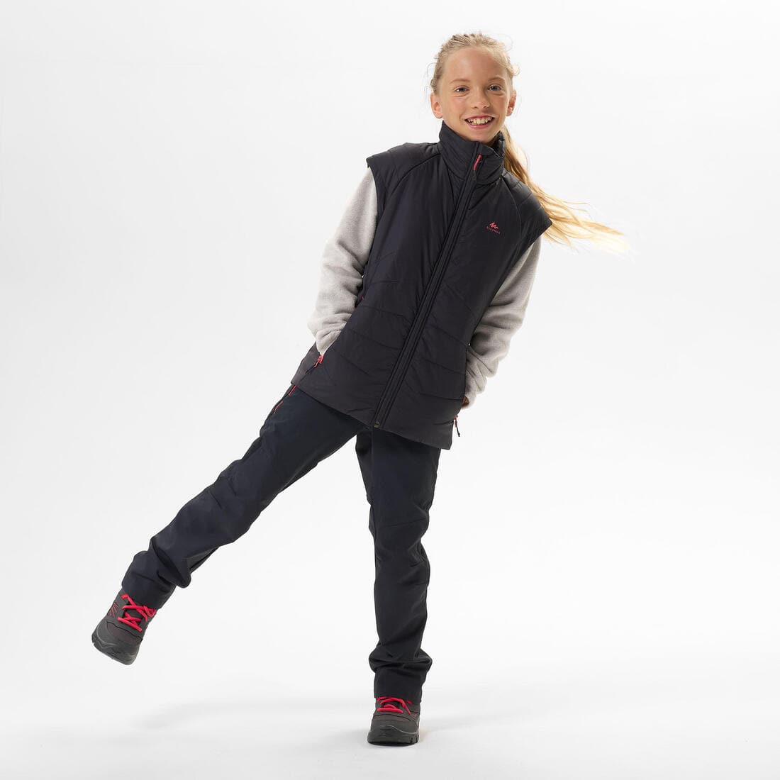 GILET DOUDOUNE DE RANDONNÉE - HYBRIDE GRIS FONCE - ENFANT 7-15 ANS