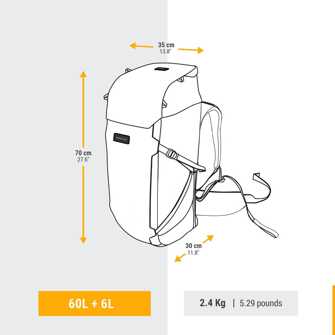 Sac à dos de voyage et trekking ouverture valise 60 + 6 L Femme - Travel 900