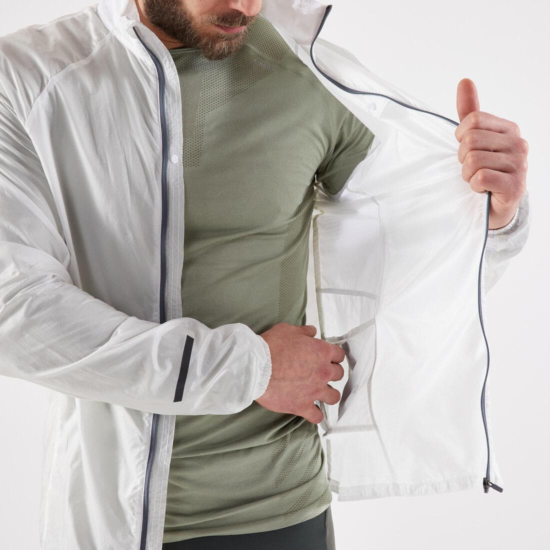 Veste coupe vent Homme - KIPRUN WIND JACKET BLANCHE