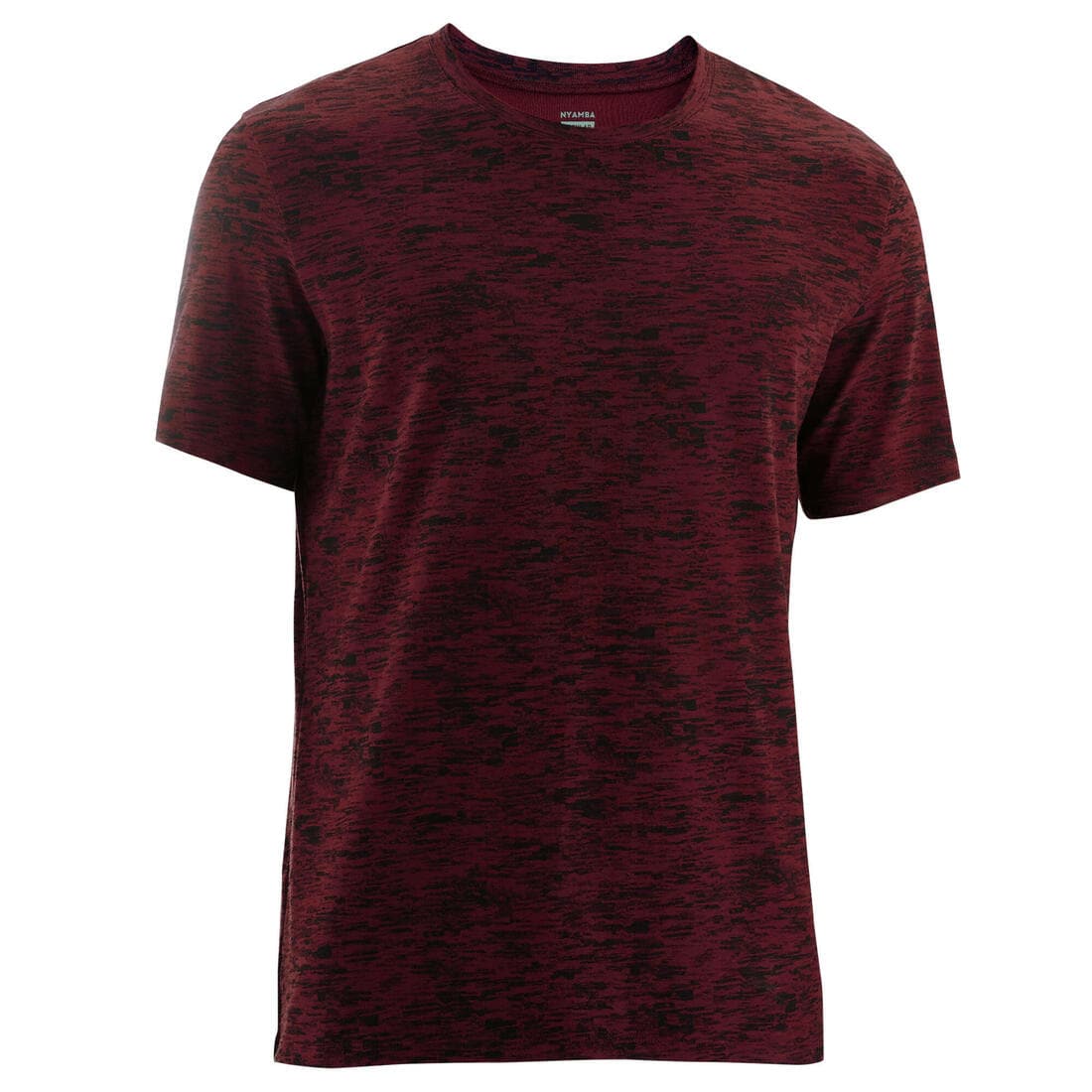 T-shirt fitness manches courtes coton extensible col rond homme rouge grenat