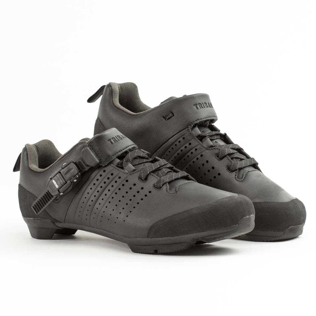 CHAUSSURES VELO GRAVEL ET ROUTE CUIR A LACETS SPD GRVL 520 NOIRE