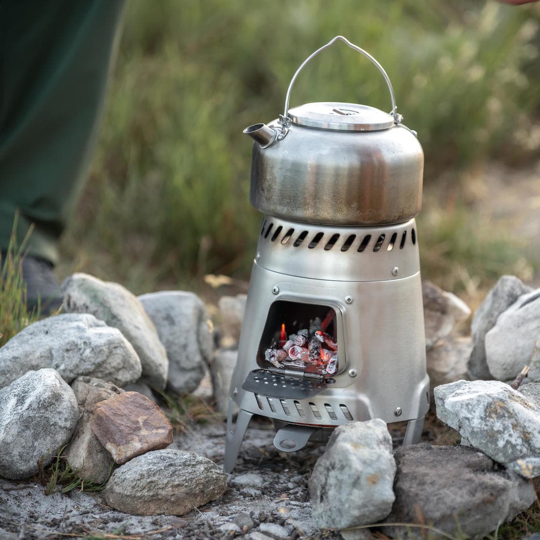 Réchaud à bois 500 pour le camping et le bivouac en acier inoxydable