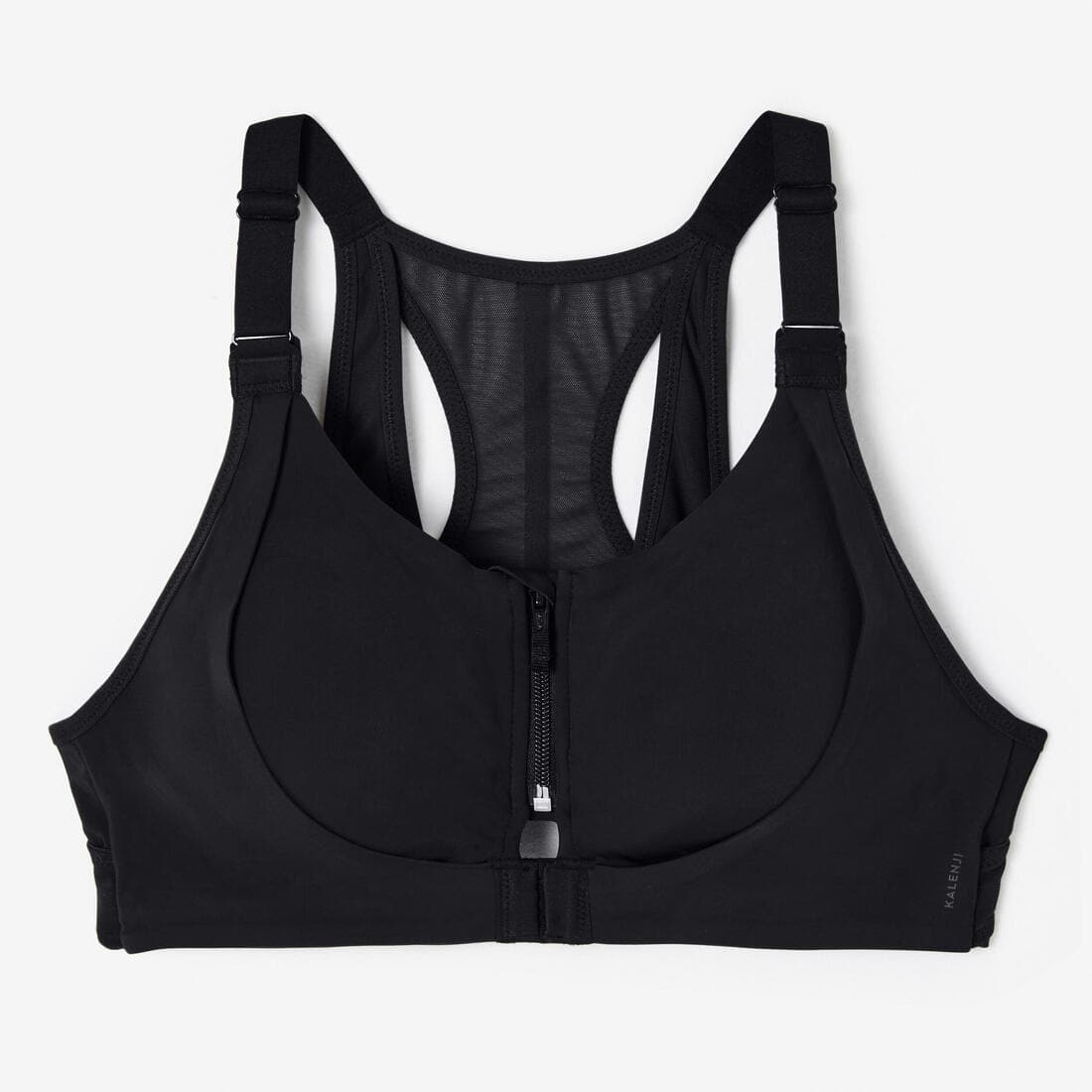 Brassière zippée double maintien fort Femme, Noir