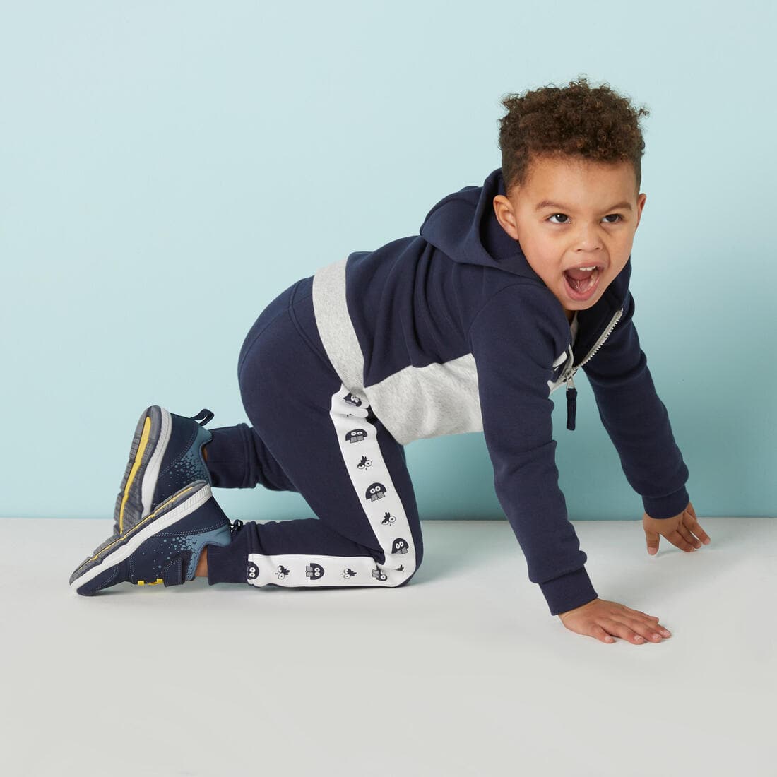 Pantalon de jogging chaud bébé- basique bleu avec motifs