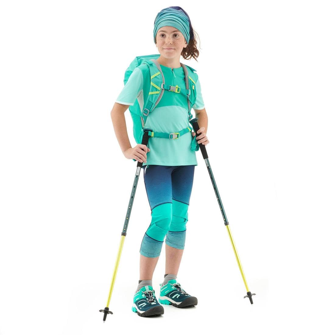 T Shirt de randonnée enfant - MH550 turquoise - 7-15 ans