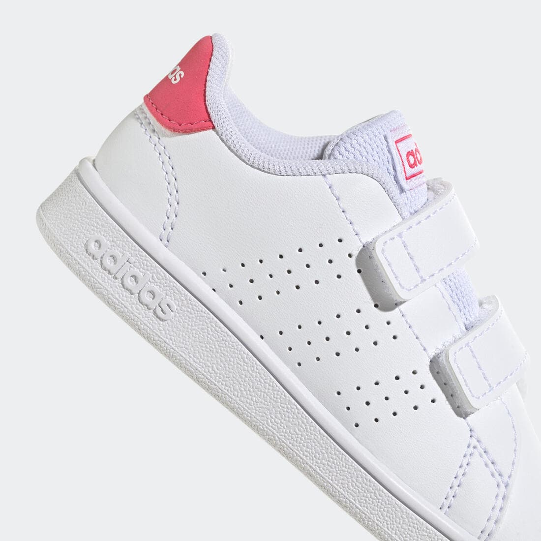 Baskets à scratch bébé - ADIDAS ADVANTAGE blanc/rose