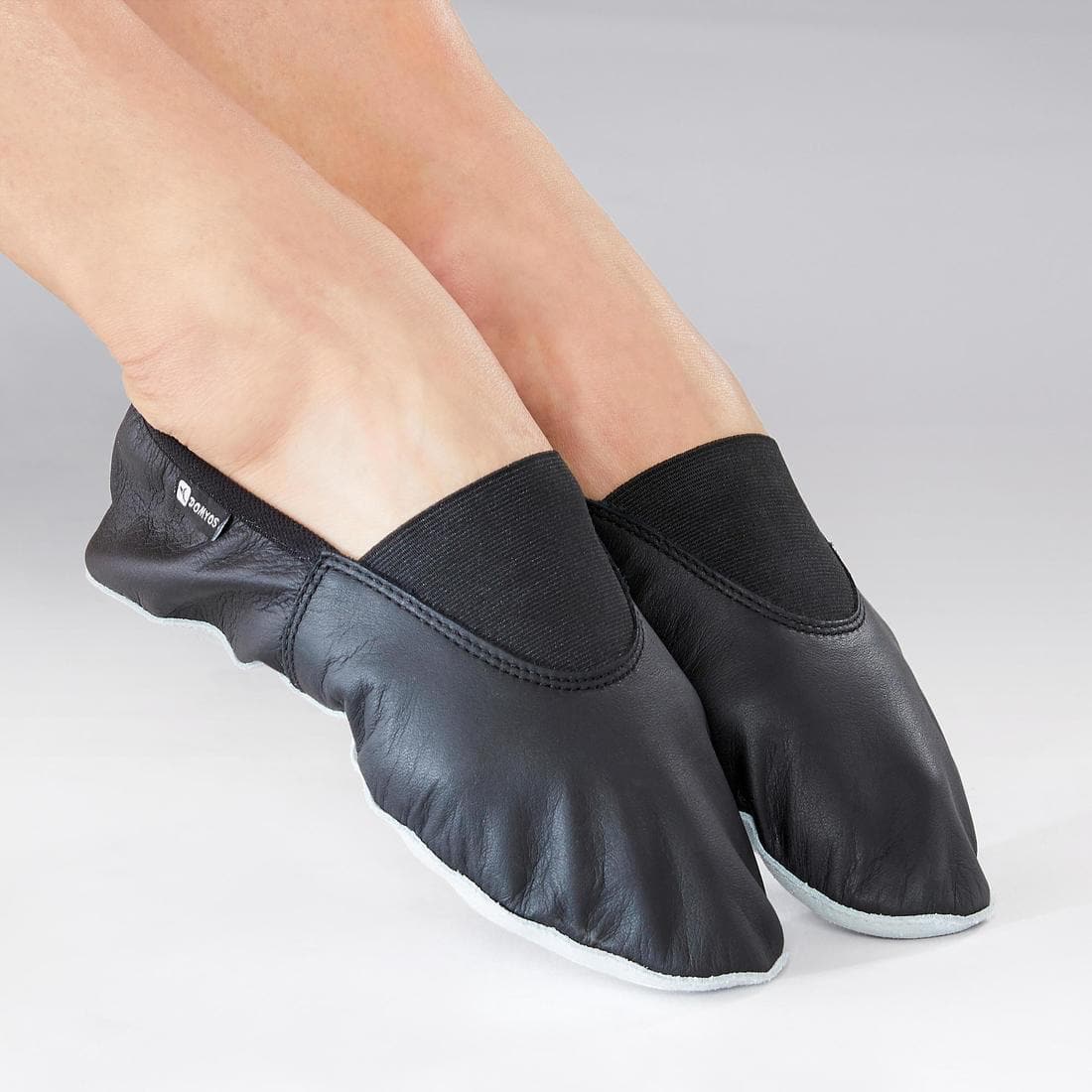 Chaussons de danse modern'jazz cuir souple T30-40 - noir