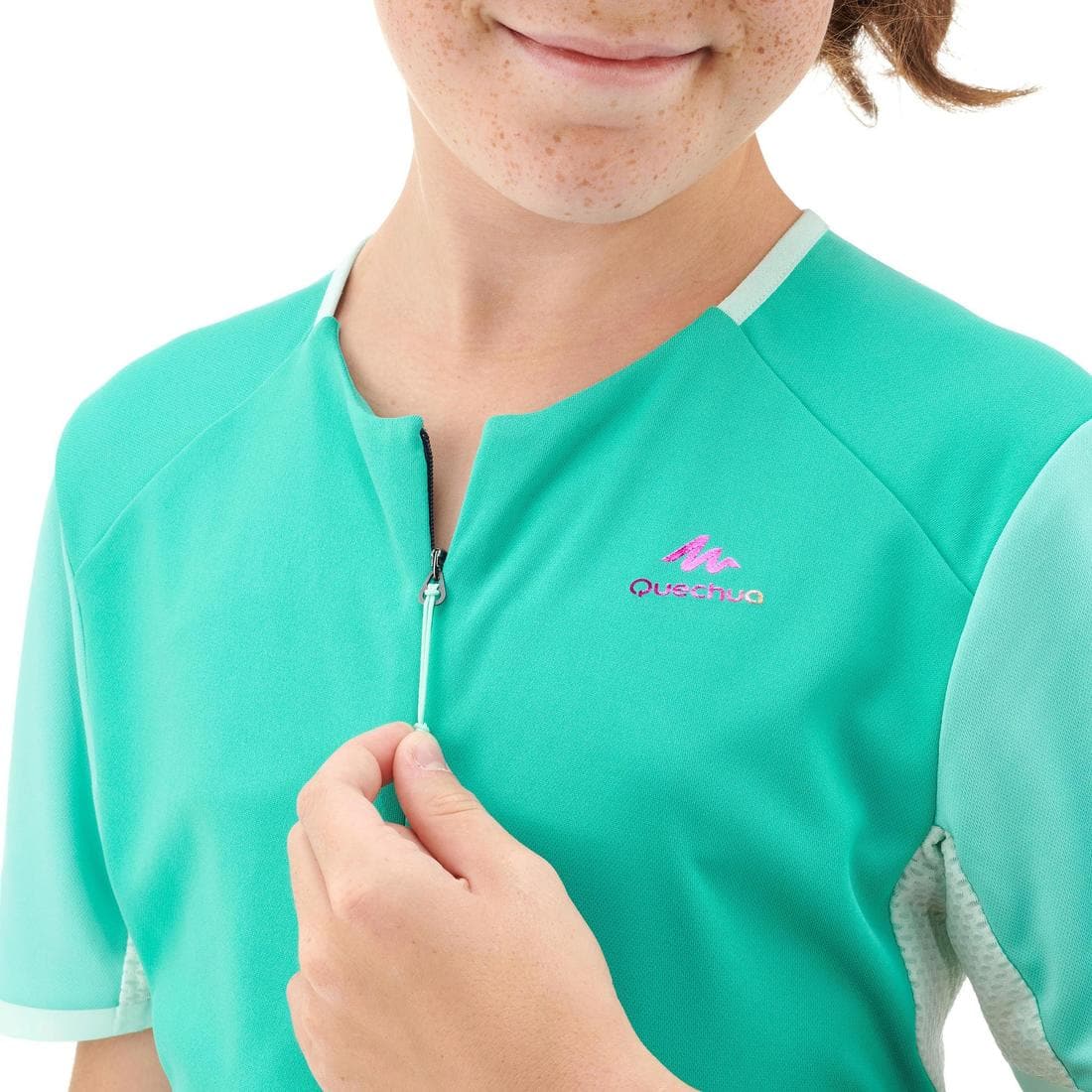 T Shirt de randonnée enfant - MH550 turquoise - 7-15 ans