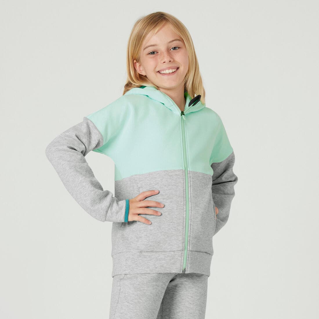 Sweat zippé à capuche enfant coton respirant - 900