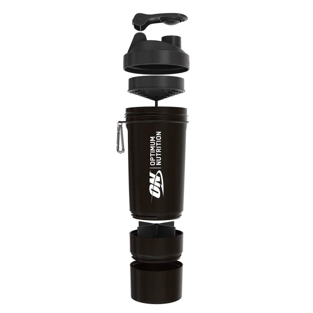 Shaker Optimum Nutrition 600ml avec compartiments de stockage à visser