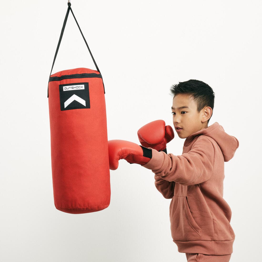 Sac de frappe, gants de boxe enfant - rouge