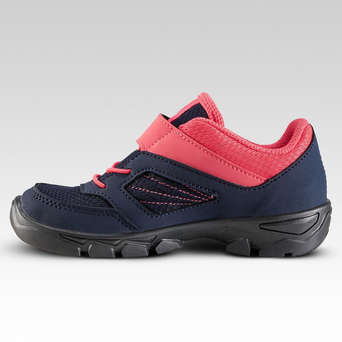 Chaussures de randonnée enfant avec scratch MH100 bleu et rose du 24 AU 34