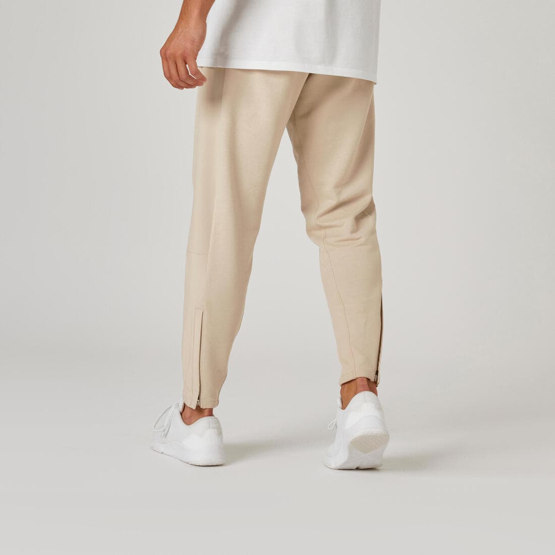 PANTALON JOGGING SLIM BANDES CÔTES BEIGE