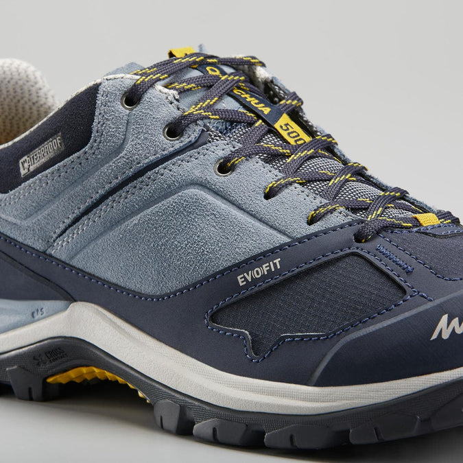 Chaussures imperméables de randonnée montagne - MH500 Bleu/Jaune - Fem