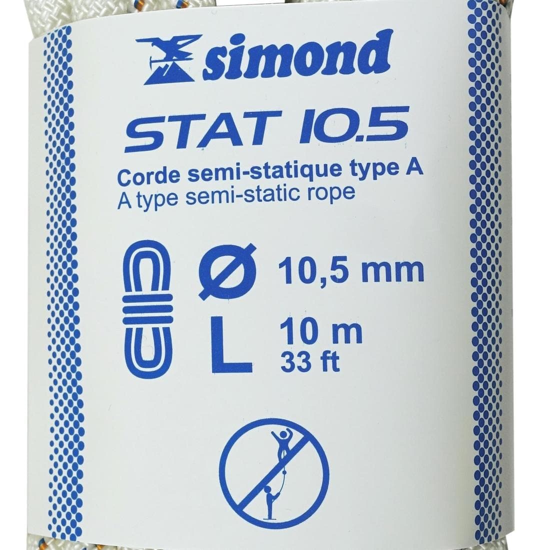 Corde Semi-Statique  10,5 mm x 10 m - STAT 10,5 Blanche