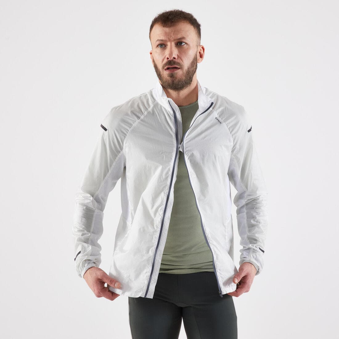 Veste coupe vent Homme - KIPRUN WIND JACKET BLANCHE