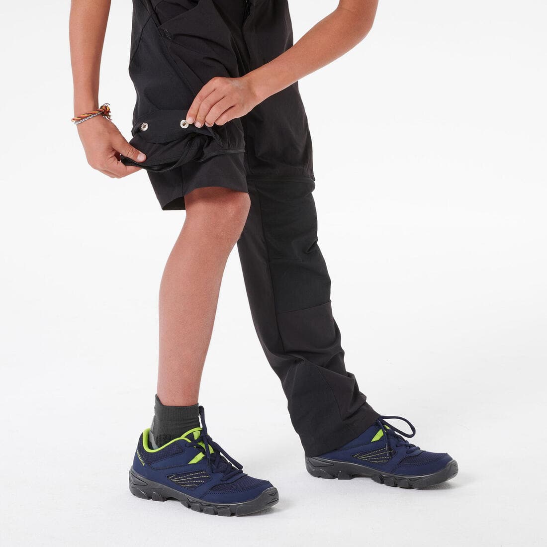 Pantalon de randonnée modulable enfant MH500 ONEZIP noir 7-15 ans