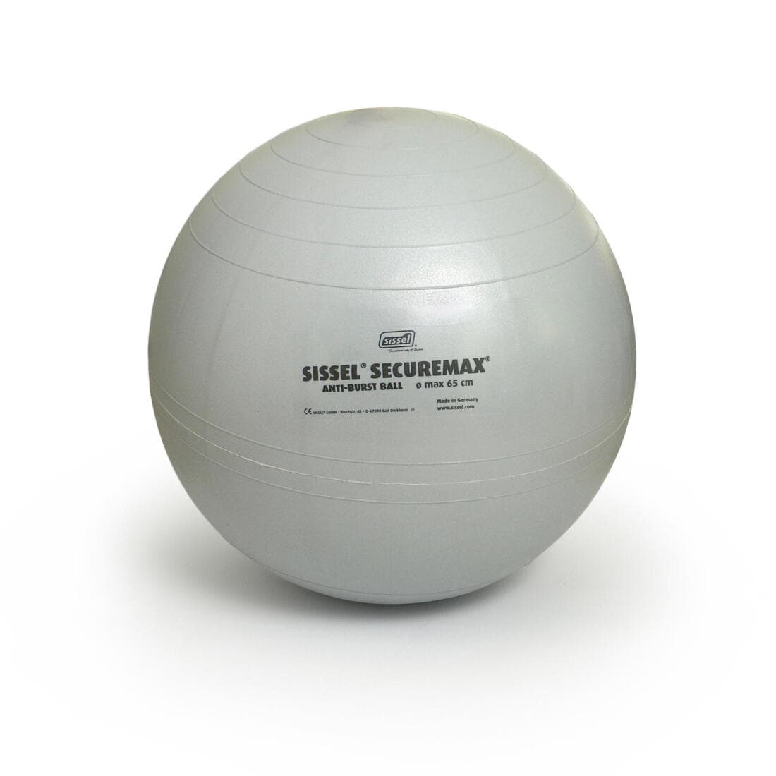 BALLON DE GYM SISSEL SECURE MAX FITNESS TAILLE 2 - 65CM GRIS