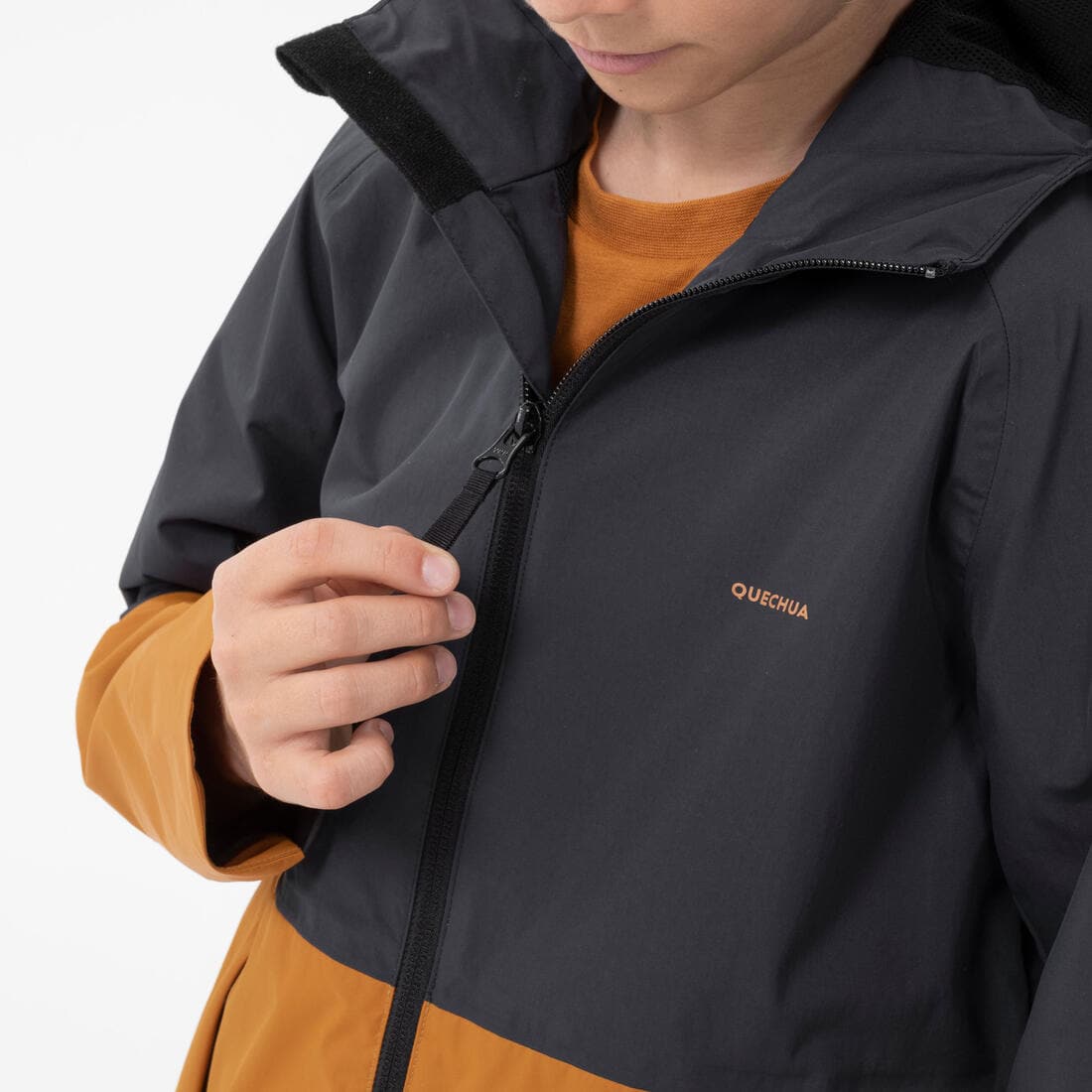 Veste imperméable de randonnée - MH500 grise et - enfant 7-15 ans