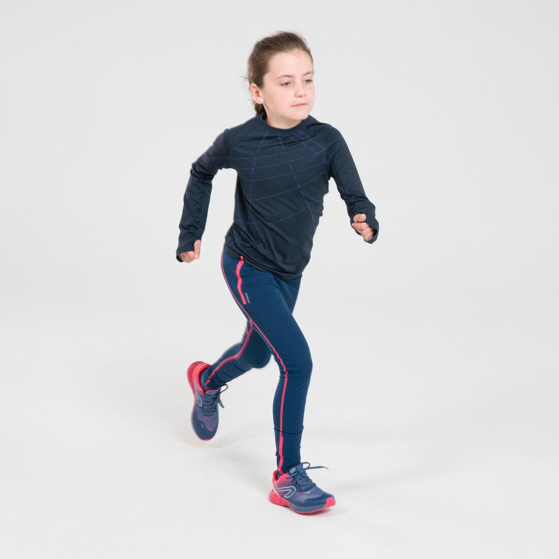 T-SHIRT MANCHES LONGUES RUNNING RESPIRANT ENFANT - KIPRUN SKINCARE MARINE