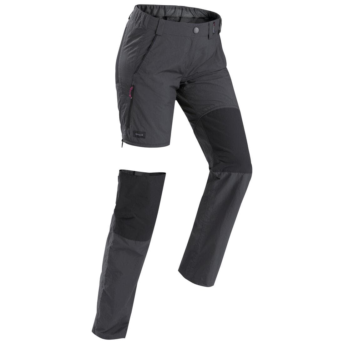 Pantalon modulable 2 en 1 de trek montagne - MT100 Gris femme