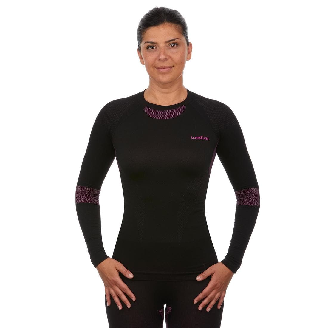 Sous-vêtement thermique de ski seamless femme BL 500 Soft haut noir/violet