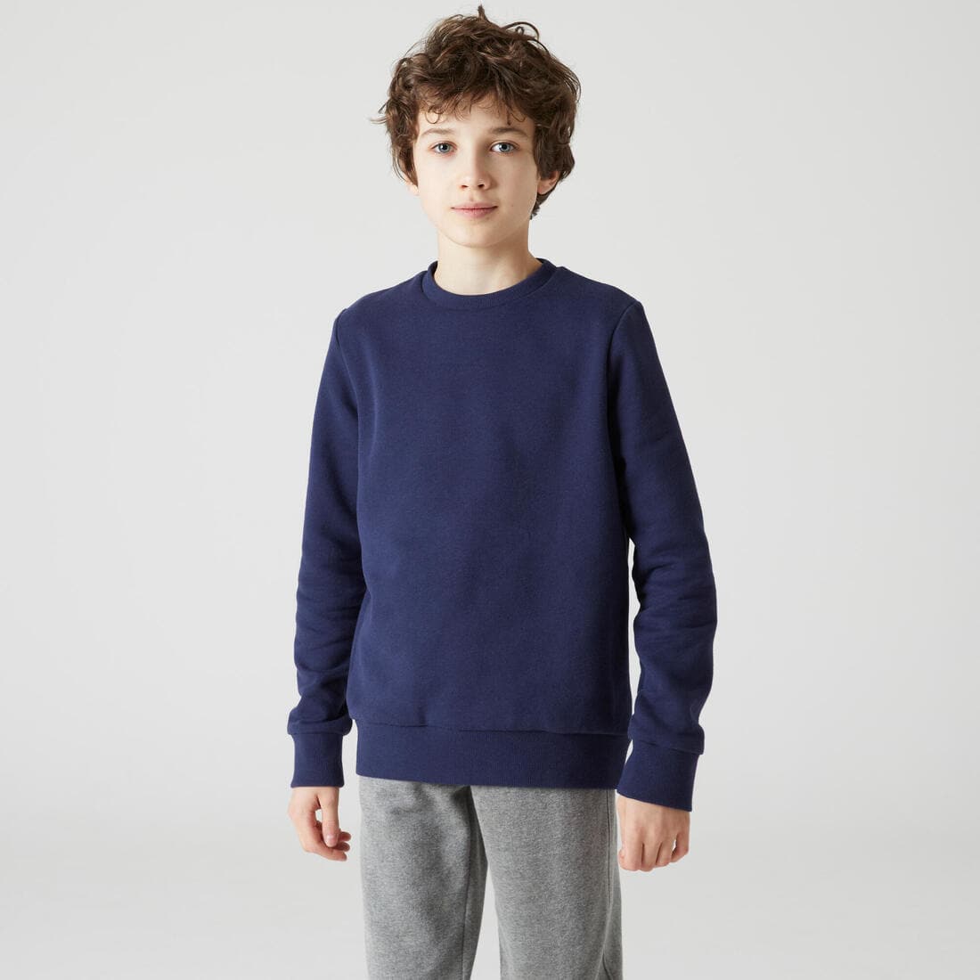 Sweat col rond mixte, chaud enfant - marine