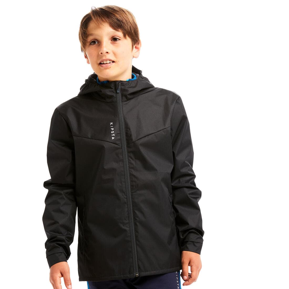 VESTE COUPE PLUIE DE FOOTBALL T500 ENFANT BLEUE