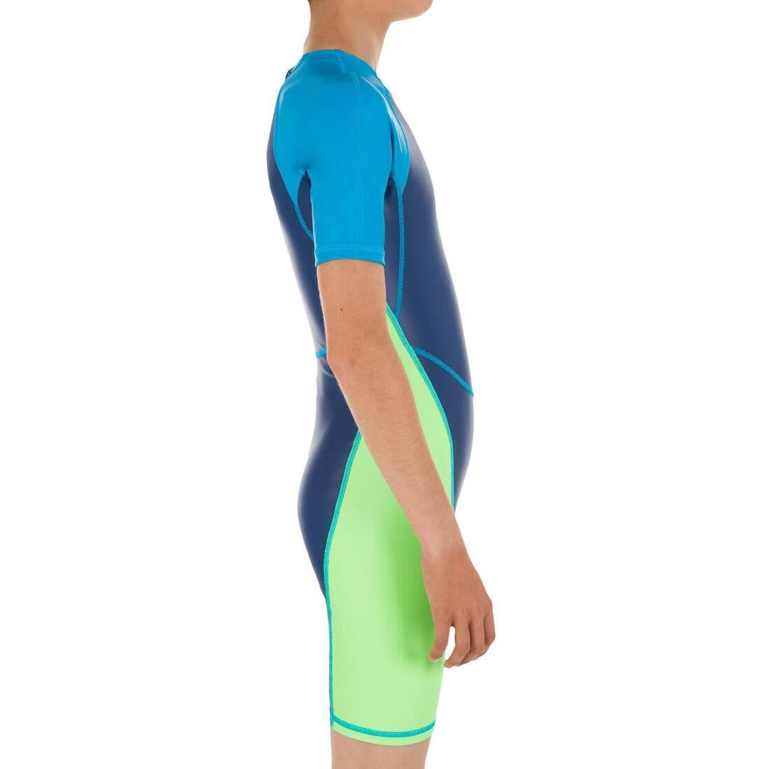 COMBINAISON DE NATATION GARÇON - SHORTY 100 KLOUPI - BLEU / VERT