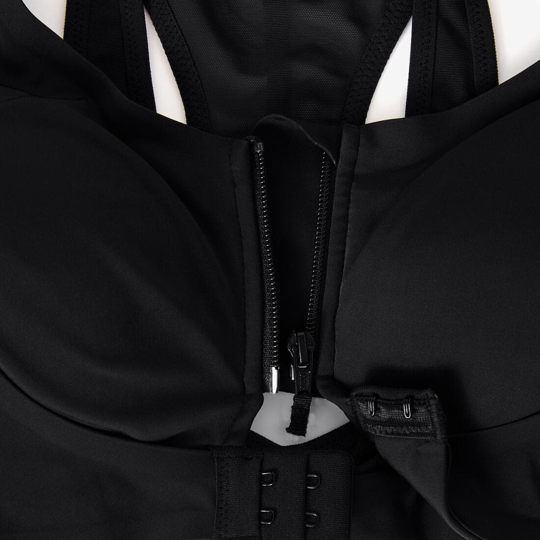 Brassière zippée double maintien fort Femme, Noir