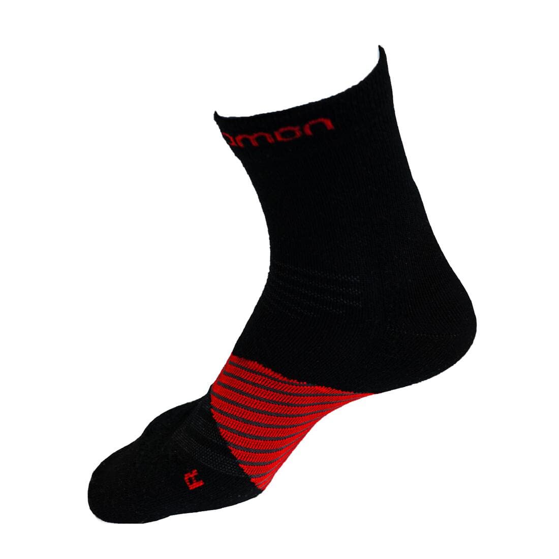 CHAUSSETTES DE RUNNING TRAIL SALOMON DRAPEAU REUNION NOIR ET ROUGE