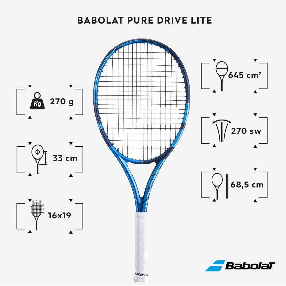 Raquette de tennis adulte - Babolat Pure Drive Lite Bleu 270g