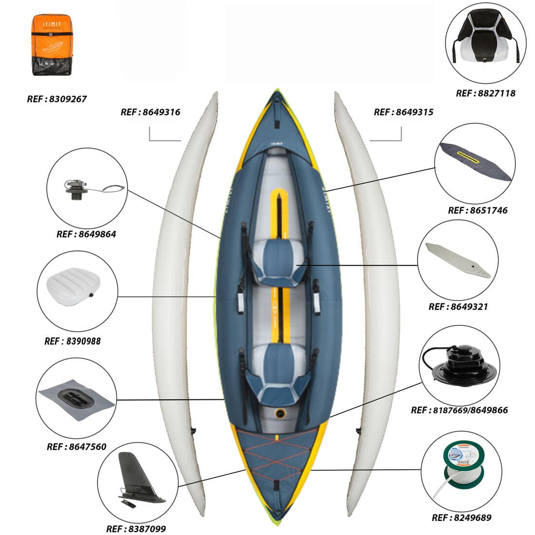 Canoé kayak gonflable de randonnée 1/2 places