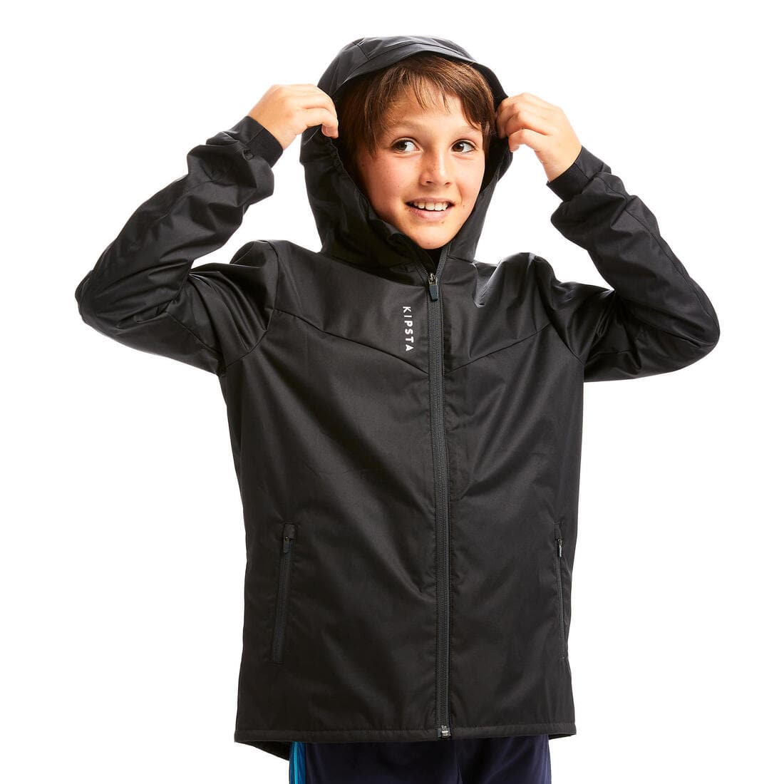 VESTE COUPE PLUIE DE FOOTBALL T500 ENFANT BLEUE