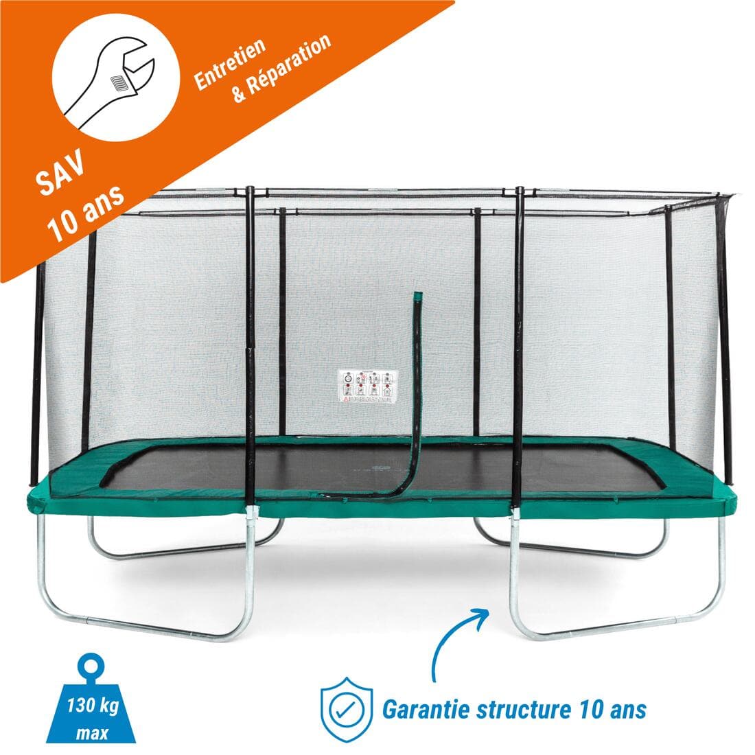 TRAMPOLINE RECTANGULAIRE 520 AVEC FILET DE PROTECTION