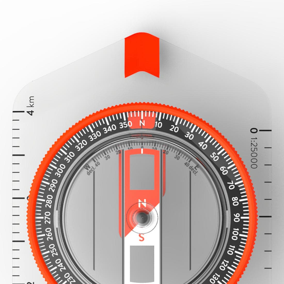 Boussole plaquette de randonnée et course d'orientation Explorer 500 ORANGE