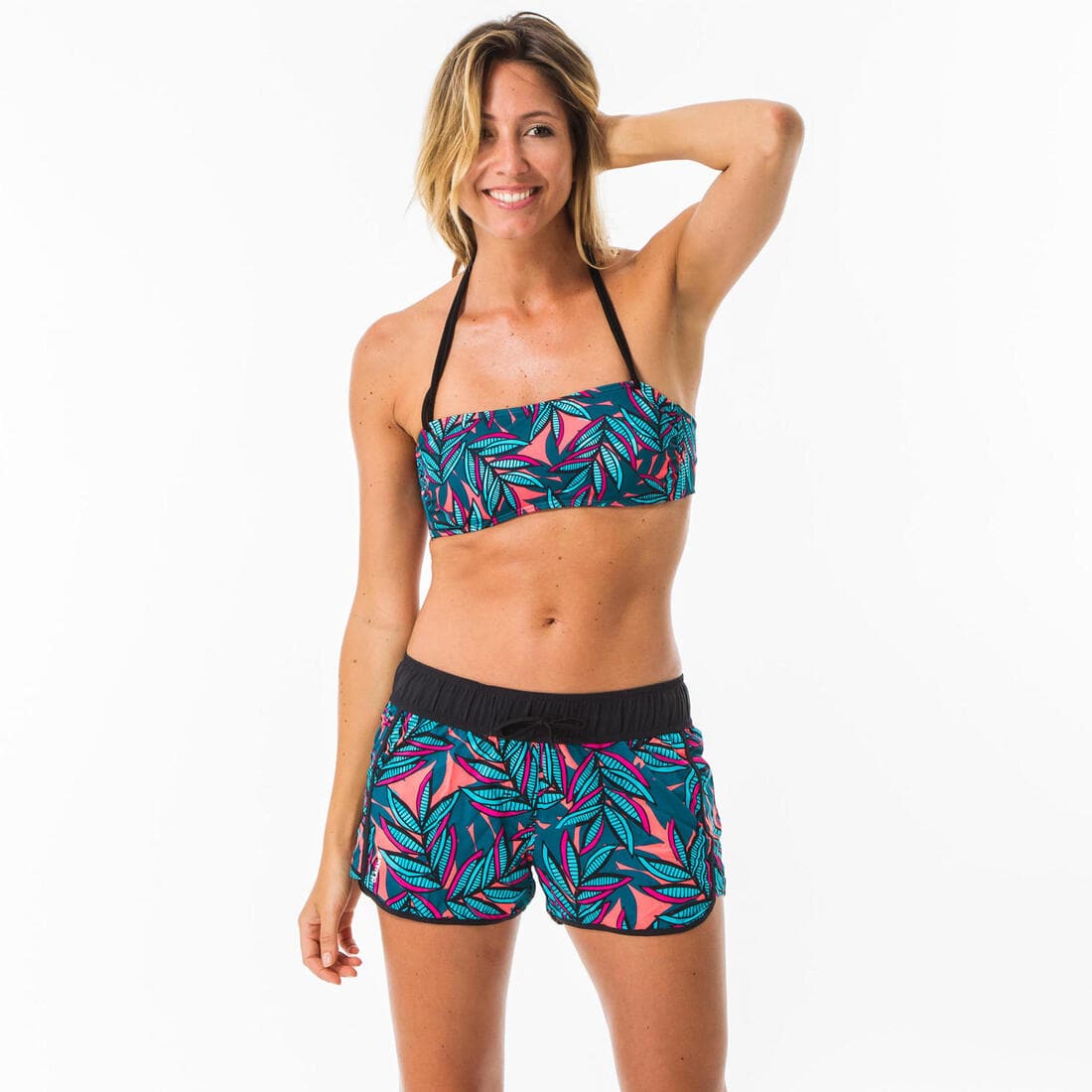 Haut de maillot de bain bandeau LAURA GRAPHITI avec coques amovibles