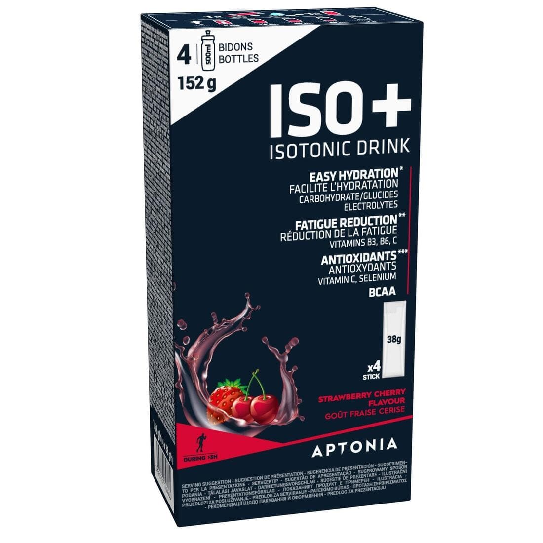 BOISSON ISOTONIQUE DOSETTE EN POUDRE ISO+ FRAISE-CERISE 4x38G