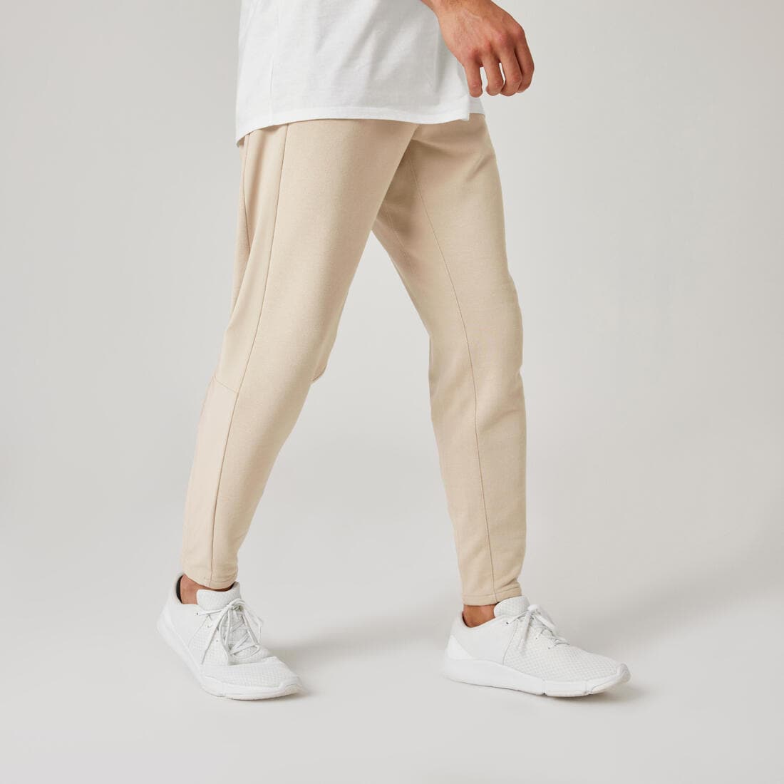 PANTALON JOGGING SLIM BANDES CÔTES BEIGE