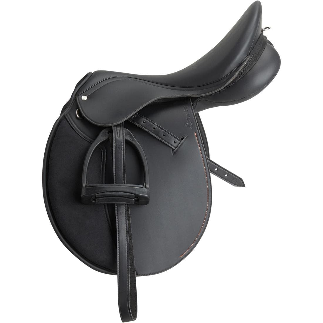 Selle polyvalente synthétique équipée équitation cheval SYNTHIA noir 17"5