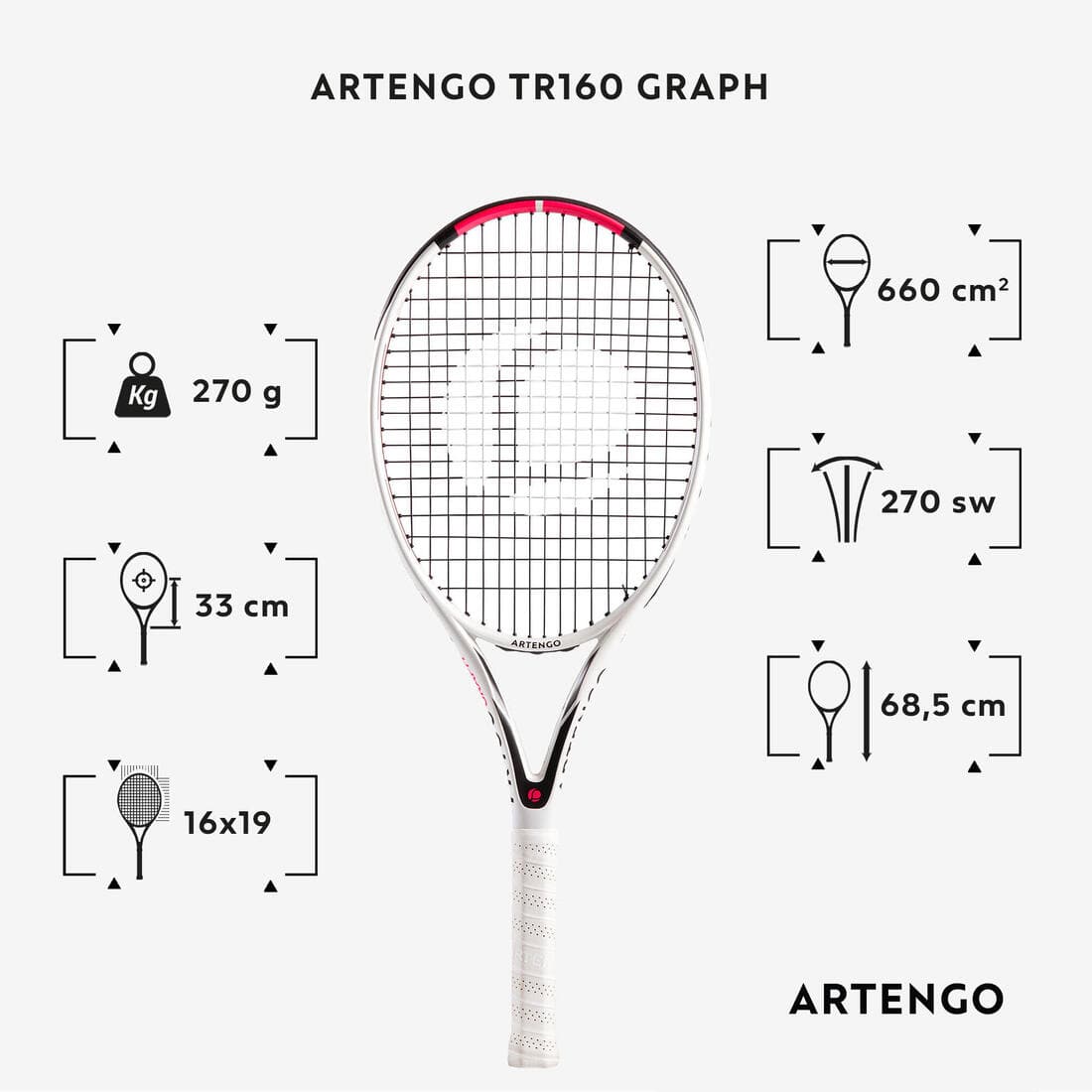 RAQUETTE DE TENNIS ADULTE TR160 GRAPH