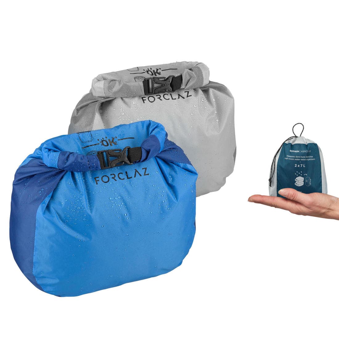 Lot de 2 housses de rangement de trekking - Demi-lune imperméables - 2x7L