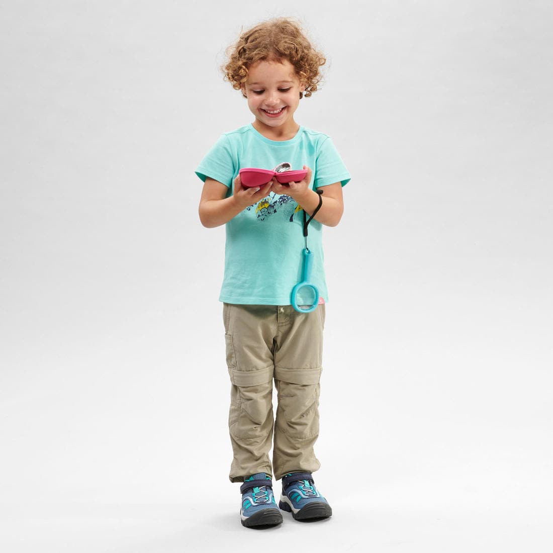 Pantalon de randonnée modulable - MH500 gris/bleu- enfant 2-6 ANS