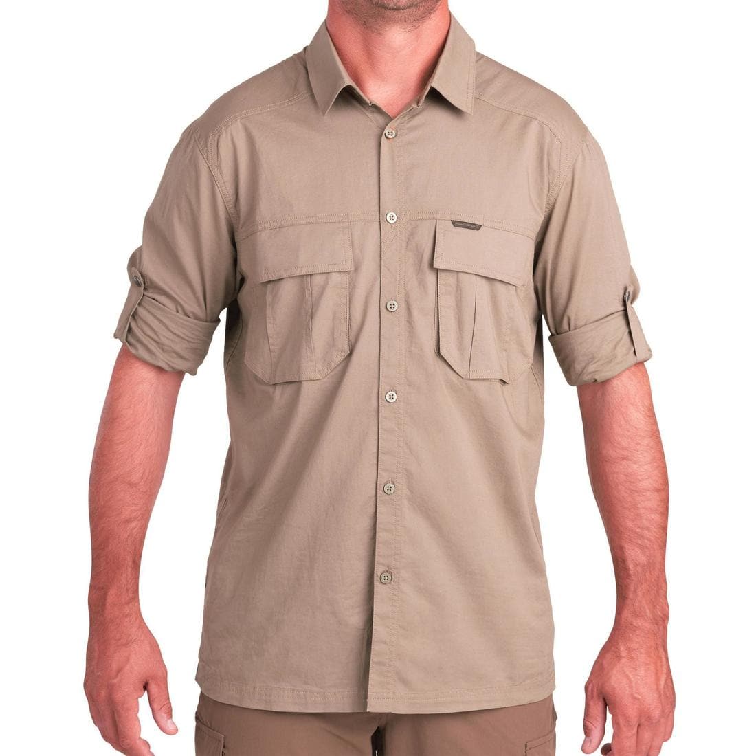 Chemise coton manches longues chasse légère homme - 500 marron