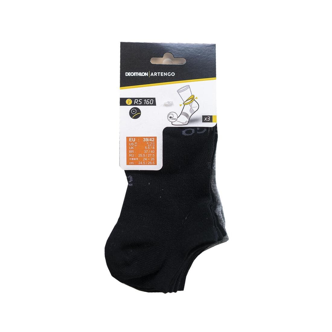 CHAUSSETTES DE SPORT BASSES ARTENGO RS 160 BLANC MARINE LOT DE 3