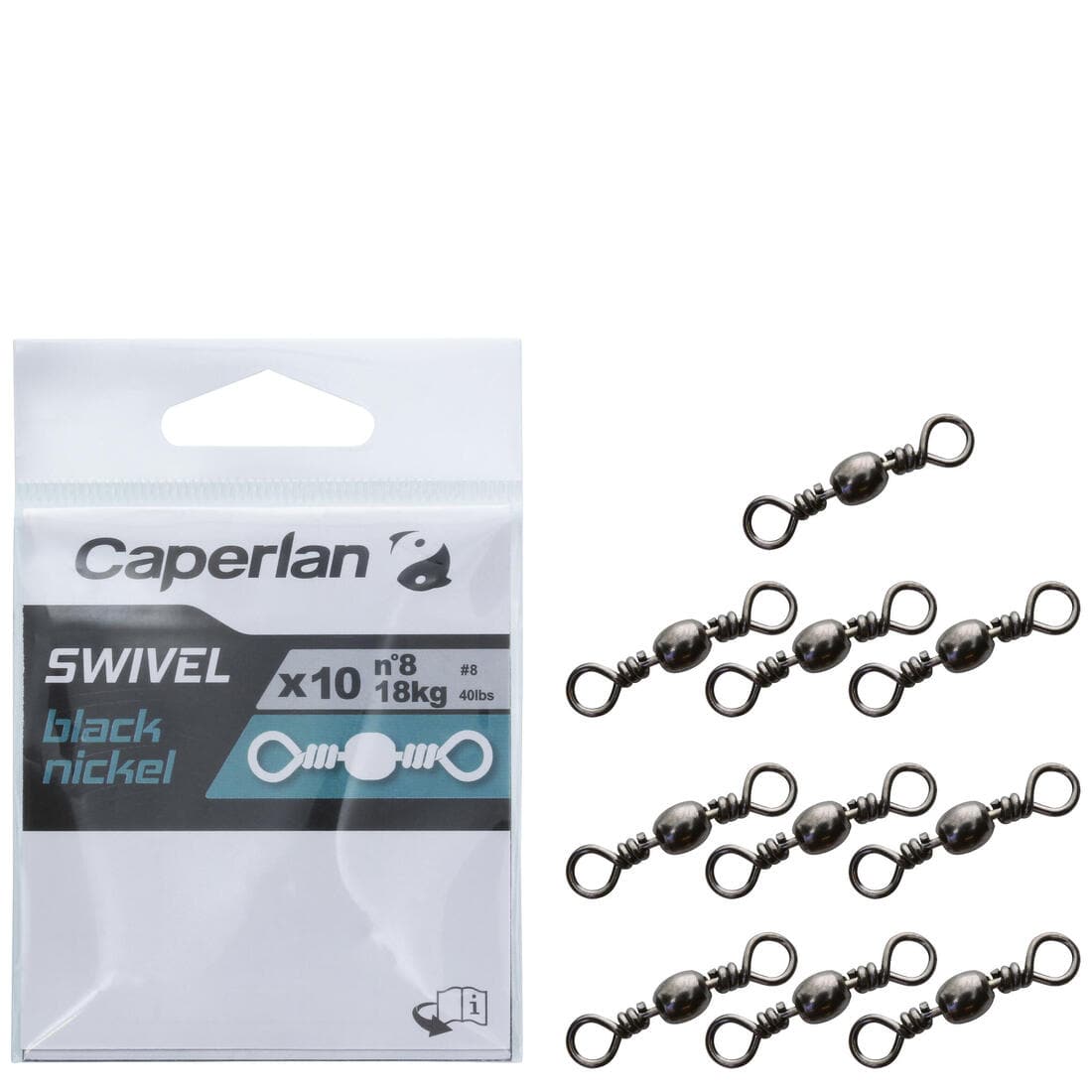 ÉMERILLON BARIL PÊCHE SWIVEL BLACK NICKEL X10