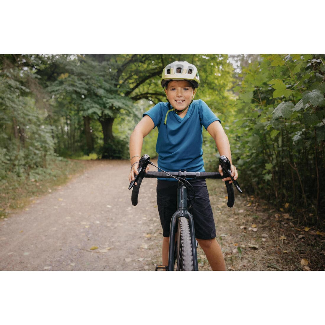 MAILLOT MANCHES COURTES VÉLO ENFANT 100 BLEU 7-13ANS