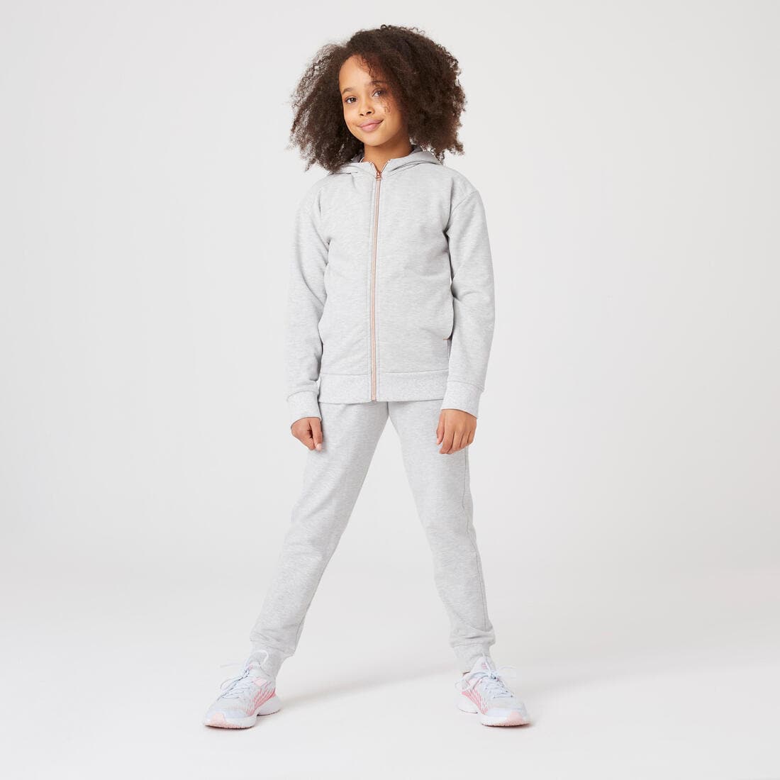 Survêtement chaud enfant - 500 gris avec zip doré